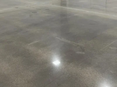 Polished concrete floor in modern commercial retail interior space
