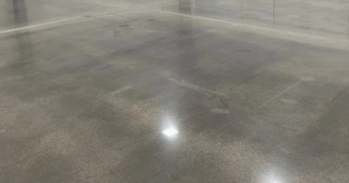 Polished concrete floor in modern commercial retail interior space